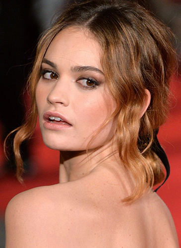 Lily James, hair, hairstyle, hair colour, blonde, bronde,